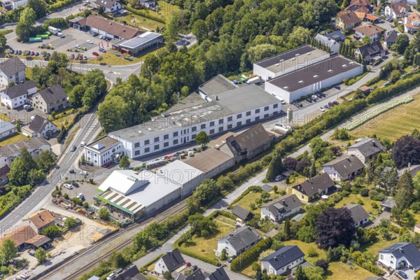 Aerial photo, Pickhardt & Gerlach GmbH, Raiffeisen Sauerland Hellweg Lippe, An der Kormke, Balve, Sauerland, North Rhine-Westphalia, Germany, DE, Europe, commercial enterprises, commercial area, commercial site, commercial use, aerial photograph, aerial photography, aerial photography, overview, bird's-eye view, bird's-eye view, overview