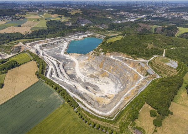 Aerial photo, Horst quarry, Eisborn, Balve, Sauerland, North Rhine-Westphalia, Germany, DE, Europe, distant view, Horster Straße, aerial photo, aerial photography, aerial photography, quarry, overview, bird's-eye view, overview