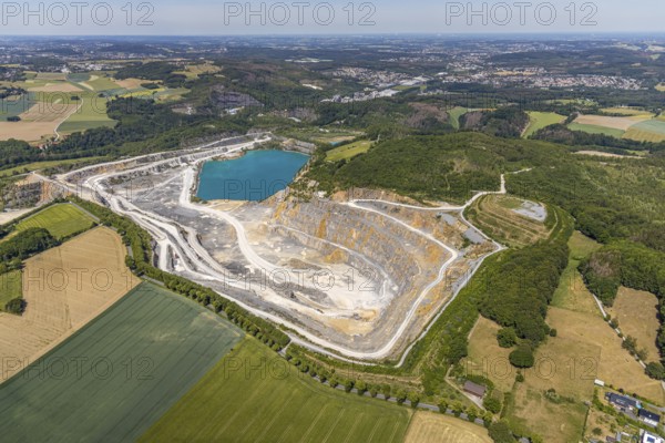 Aerial photo, Horst quarry, Eisborn, Balve, Sauerland, North Rhine-Westphalia, Germany, DE, Europe, distant view, Horster Straße, aerial photo, aerial photography, aerial photography, quarry, overview, bird's-eye view, overview