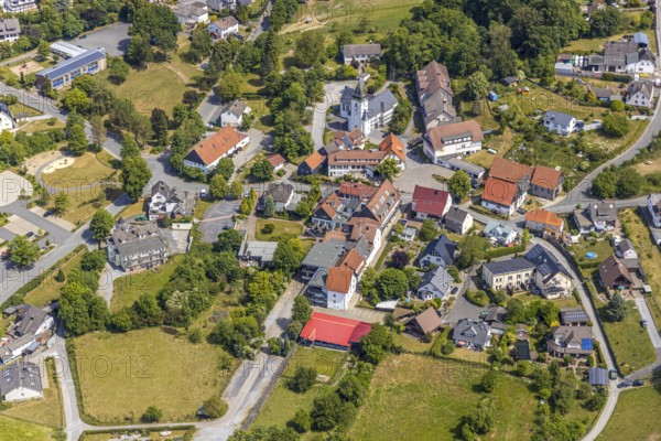Aerial view, local view district Eisborn, Balve, Sauerland, North Rhine-Westphalia, Germany, place of worship, DE, Europe, place of worship, church, parish, denomination, aerial view, aerial photography, aerial photography, St. Antonius Church, overview, bird's-eye view, overview