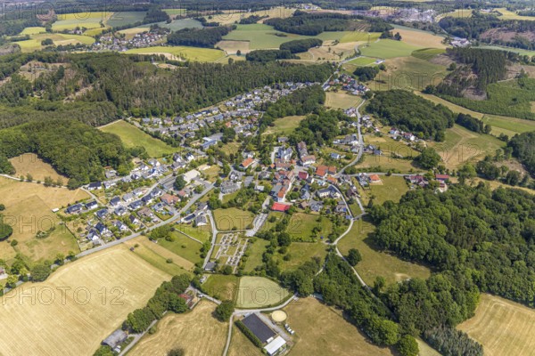 Aerial view, local view district Eisborn, Balve, Sauerland, North Rhine-Westphalia, Germany, place of worship, DE, Europe, place of worship, church, parish, denomination, aerial view, aerial photography, aerial photography, St. Antonius Church, overview, bird's-eye view, overview