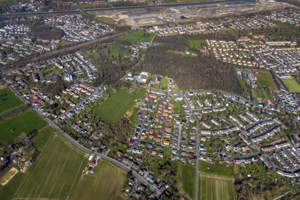 Aerial view, former area of the Roman camp Bergkamen, Oberaden, Bergkamen, Ruhr area, North Rhine-Westphalia, Germany, DE, Europe, birds-eyes view, aerial photograph, aerial photography, aerial photography, overview, bird's eye view