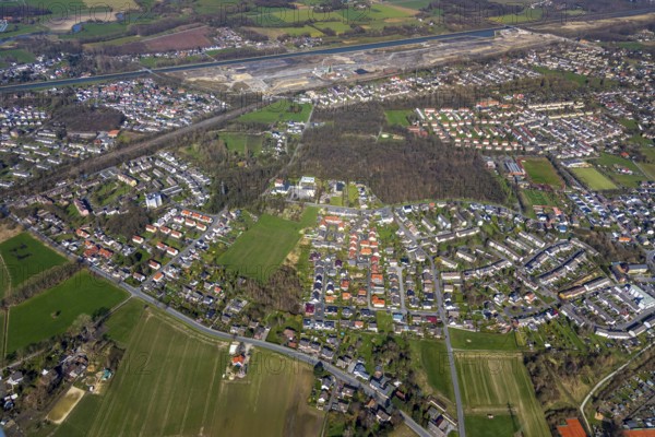 Aerial view, former area of the Roman camp Bergkamen, Oberaden, Bergkamen, Ruhr area, North Rhine-Westphalia, Germany, DE, Europe, birds-eyes view, aerial photograph, aerial photography, aerial photography, overview, bird's eye view