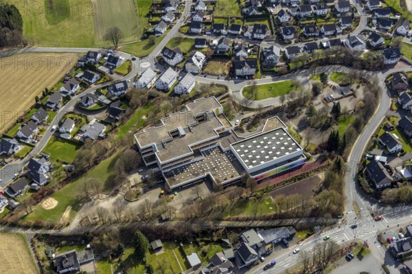 Aerial photo, Franz Hoffmeister Schulzentrum Bestwig, Bestwig, North Rhine-Westphalia, Germany, education, educational institution, DE, Europe, roundabout, educational institute, aerial photo, aerial photography, aerial photography, school, school centre, overview, bird's-eye view, birds-eyes view, overview