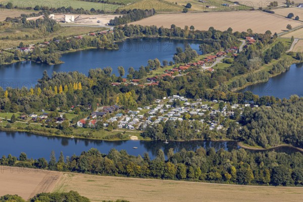Aerial view, river Weser, Axelsee, camping site, Würgassen, Beverungen, Ostwestfalen-Lippe, North Rhine-Westphalia, Germany, DE, Europe, aerial photography, aerial photography, OLWBUCH, OWL, OWL-Buch, Ostwestfalen, overview, bird's-eye view, birds-eyes view, overview