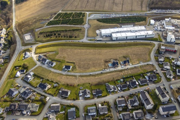 Aerial photo, Kapellenstraße industrial estate, Velmede-Bestwig volunteer fire brigade, Bestwig, North Rhine-Westphalia, Germany, Arconic Operations Bestwig, DE, Europe, aerial photo, aerial photography, aerial photography, overview, bird's-eye view, overview