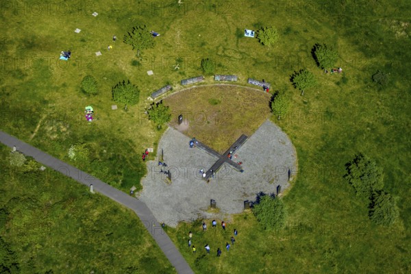 Aerial view, Tippelsberg, recreation area, Bochum, Ruhr area, North Rhine-Westphalia, Germany, DE, recreation, Europe, leisure activities, green area, green spaces, green belt, landmark, aerial view, aerial photography, aerial photography, recreation area, park, park facility, overview, bird's-eye view, overview