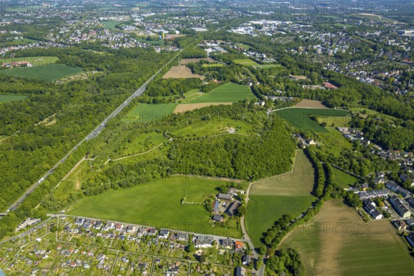 Aerial view, Tippelsberg, recreation area, Bochum, Ruhr area, North Rhine-Westphalia, Germany, DE, recreation, Europe, leisure activities, green area, green spaces, green belt, landmark, aerial view, aerial photography, aerial photography, recreation area, park, park facility, overview, bird's-eye view, overview