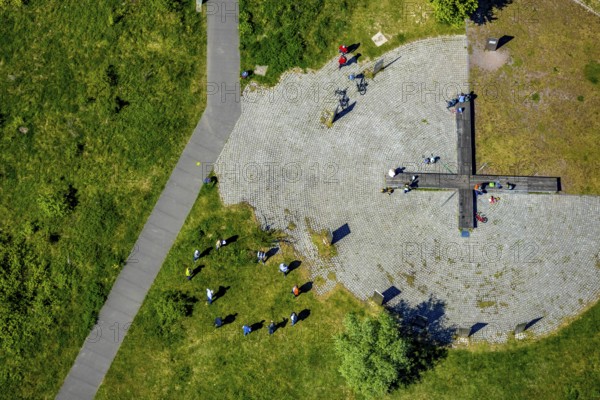 Aerial view, Tippelsberg, recreation area, Bochum, Ruhr area, North Rhine-Westphalia, Germany, DE, recreation, Europe, leisure activities, green area, green spaces, green belt, landmark, aerial view, aerial photography, aerial photography, recreation area, park, park facility, overview, bird's-eye view, overview