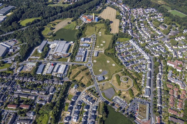 Aerial photo, industrial park Hiltrop, Bochum, Ruhr area, North Rhine-Westphalia, Germany, DE, Europe, birds-eyes view, aerial photo, aerial photography, aerial photography, overview, overview, bird's eye view, urban planning, reconstruction measures, construction site, overplanning