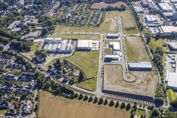 Aerial view, industrial park Gerthe-Süd, Bochum, Ruhr area, North Rhine-Westphalia, Germany, DE, Europe, birds-eyes view, aerial photograph, aerial photography, aerial photography, overview, bird's eye view, urban planning, reconstruction measures, construction site, overplanning