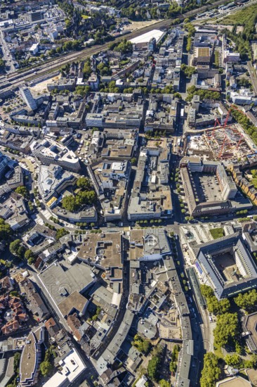 Aerial view, pedestrian zone Kortumstraße between Nordring and Konrad-Adenauer-Platz, Bermuda triangle, Grumme, Bochum, Ruhr area, North Rhine-Westphalia, Germany, DE, Europe, birds-eyes view, aerial view, aerial photography, aerial photography, overview, overview, bird's eye view, urban planning, reconstruction measures, construction site, overplanning