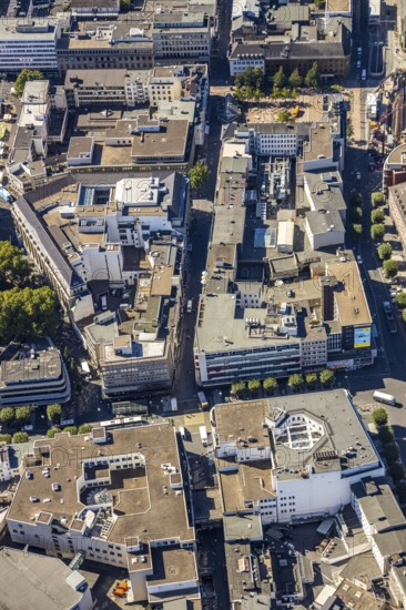 Aerial view, pedestrian zone Kortumstraße between Nordring and Konrad-Adenauer-Platz, Bermuda triangle, Grumme, Bochum, Ruhr area, North Rhine-Westphalia, Germany, DE, Europe, birds-eyes view, aerial view, aerial photography, aerial photography, overview, overview, bird's eye view, urban planning, reconstruction measures, construction site, overplanning
