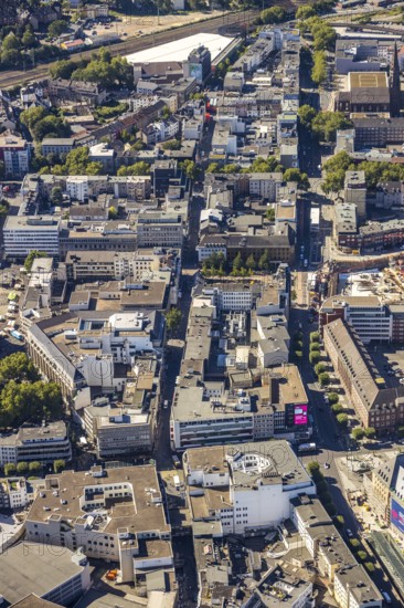 Aerial view, pedestrian zone Kortumstraße between Nordring and Konrad-Adenauer-Platz, Bermuda triangle, Grumme, Bochum, Ruhr area, North Rhine-Westphalia, Germany, DE, Europe, birds-eyes view, aerial view, aerial photography, aerial photography, overview, overview, bird's eye view, urban planning, reconstruction measures, construction site, overplanning