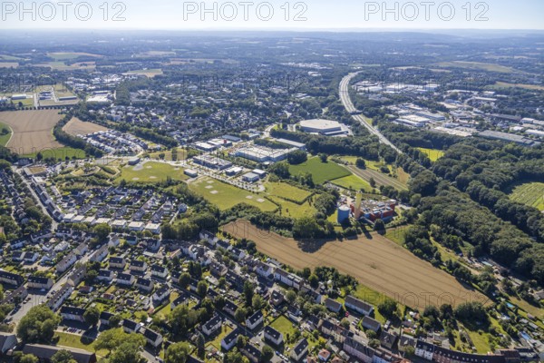 Aerial view, industrial park Hiltrop, Bochum, Ruhr area, North Rhine-Westphalia, Germany, DE, Europe, birds-eyes view, aerial photography, aerial photography, aerial photography, overview, overview, bird's eye view, urban planning, reconstruction measures, construction site, overplanning, Stadtwerke Bochum, wholesale Friedrich PICARD GmbH & Co. KG