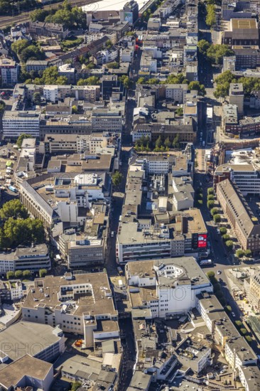 Aerial view, pedestrian zone Kortumstraße between Nordring and Konrad-Adenauer-Platz, Bermuda triangle, Grumme, Bochum, Ruhr area, North Rhine-Westphalia, Germany, DE, Europe, birds-eyes view, aerial view, aerial photography, aerial photography, overview, overview, bird's eye view, urban planning, reconstruction measures, construction site, overplanning