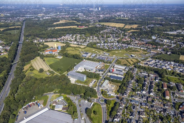 Aerial view, industrial park Hiltrop, Bochum, Ruhr area, North Rhine-Westphalia, Germany, DE, Europe, birds-eyes view, aerial photography, aerial photography, aerial photography, overview, overview, bird's eye view, urban planning, reconstruction measures, construction site, overplanning, Stadtwerke Bochum, wholesale Friedrich PICARD GmbH & Co. KG