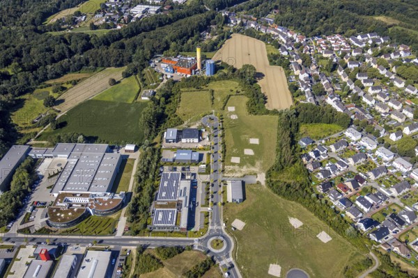 Aerial view, industrial park Hiltrop, Bochum, Ruhr area, North Rhine-Westphalia, Germany, DE, Europe, birds-eyes view, aerial photography, aerial photography, aerial photography, overview, overview, bird's eye view, urban planning, reconstruction measures, construction site, overplanning, Stadtwerke Bochum, wholesale Friedrich PICARD GmbH & Co. KG