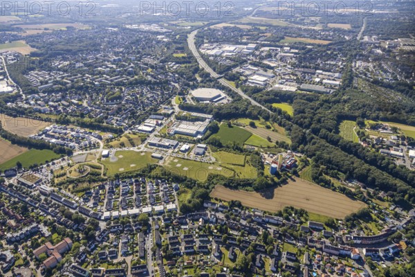 Aerial photo, industrial park Hiltrop, Bochum, Ruhr area, North Rhine-Westphalia, Germany, DE, Europe, birds-eyes view, aerial photo, aerial photography, aerial photography, overview, overview, bird's eye view, urban planning, reconstruction measures, construction site, overplanning