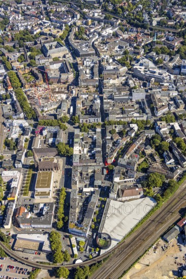 Aerial view, pedestrian zone Kortumstraße between Nordring and Konrad-Adenauer-Platz, Bermuda triangle, Grumme, Bochum, Ruhr area, North Rhine-Westphalia, Germany, DE, Europe, birds-eyes view, aerial view, aerial photography, aerial photography, overview, overview, bird's eye view, urban planning, reconstruction measures, construction site, overplanning