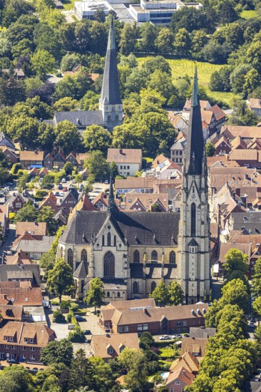 Aerial view, Cathedral St. Ludgerus Billerbeck, parish church St. Johann, Billerbeck, Münsterland, North Rhine-Westphalia, Germany, place of worship, DE, cathedral, cathedral lane, Europe, religious community, property tax, hall church, holy place, real estate, St. John's Church, St. John's Church Square, Cath. pilgrimage church, cathedral, church, parish, denomination, aerial view, aerial photography, aerial photography, local view, town centre, Propsteikirche St. Ludgerus, transept, religion, religious site, townscape, city centre, overview, bird's-eye view, landmark, residential area, living and life, residential area, residential buildings, residential quality, housing estate, birds-eyes view, historical, overview