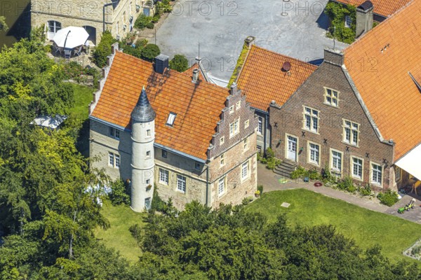 Aerial view, Haus Runde, event location, Billerbeck, Münsterland, North Rhine-Westphalia, Germany, DE, Esking, Europe, moat, wedding location, aerial view, aerial photography, aerial photography, rectory, renaissance complex, renaissance style, registry office, tower, overview, events, venue, event location, bird's-eye view, birds-eyes view, overview