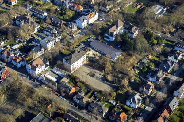 Aerial photograph, Hans-Christian-Andersen School, Gerthe Citizens' Office, Heinrichstraße, Gerthe, Bochum, Ruhr area, North Rhine-Westphalia, Germany, authority, education, educational institution, DE, Europe, primary school, teaching institute, aerial photograph, aerial photography, aerial photography, school, overview, bird's-eye view, bird's-eye view, overview