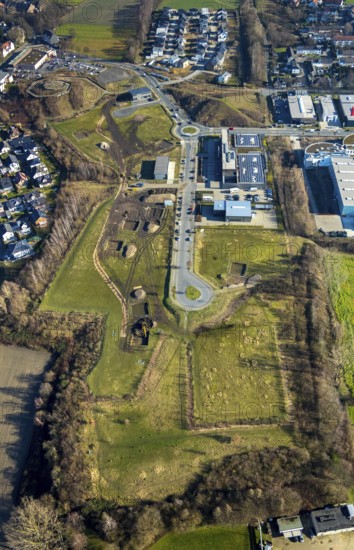 Aerial view, badambiente - Elspermann Großhandels GmbH & Co. KG, industrial estate Steiger-Stein-Straße, Dietrich-Benking-Straße, Bochum, Ruhr area, North Rhine-Westphalia, Germany, DE, Europe, roundabout, aerial view, aerial photography, aerial photography, overview, bird's eye view, birds-eyes view, overview