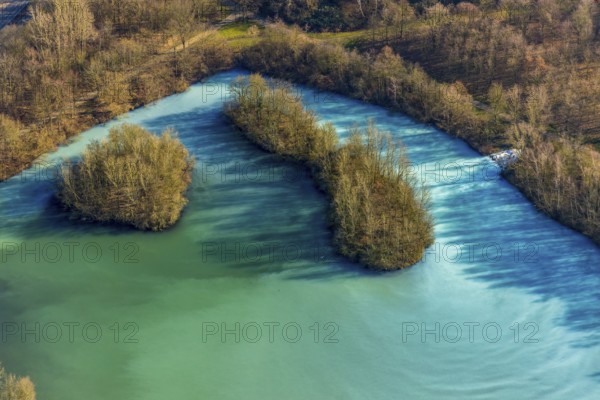 Aerial view, Harpener Teiche, Werne, Bochum, Ruhr area, North Rhine-Westphalia, Germany, DE, Europe, waters, landscape conservation area, aerial view, aerial photography, aerial photography, lake, pond, overview, bird's eye view, forest area, Werner Straße, birds-eyes view, green lung, overview