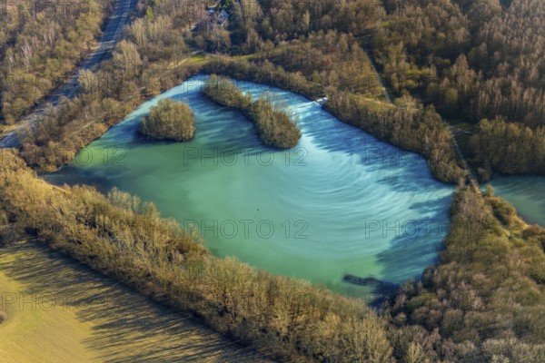 Aerial view, Harpener Teiche, Werne, Bochum, Ruhr area, North Rhine-Westphalia, Germany, DE, Europe, waters, landscape conservation area, aerial view, aerial photography, aerial photography, lake, pond, overview, bird's eye view, forest area, Werner Straße, birds-eyes view, green lung, overview