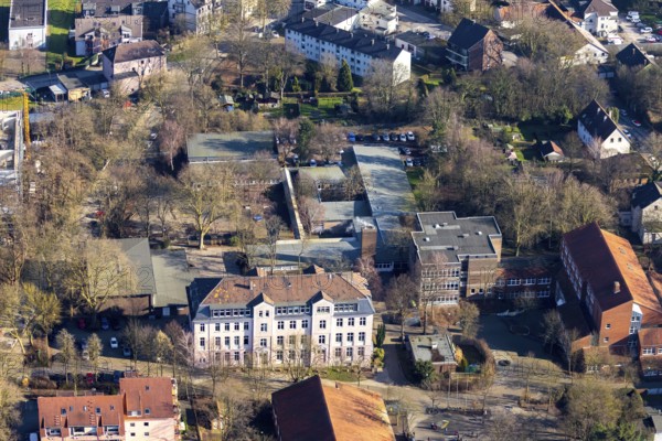 Aerial photo, Willy-Brandt-Gesamtschule, Wittekindstraße, Werne, Bochum, Ruhr area, North Rhine-Westphalia, Germany, education, educational institution, DE, Europe, comprehensive school, teaching institute, aerial photo, aerial photography, aerial photography, school, overview, bird's-eye view, birds-eyes view, overview