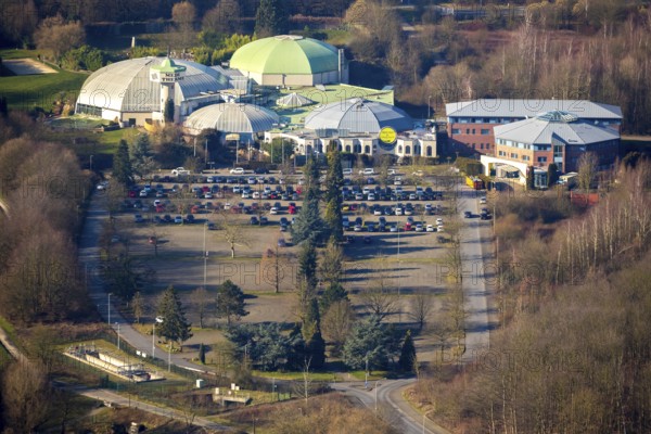 Aerial view, Medi Therme, Wellness Centre, Kohlleppelsweg, Bochum, Ruhr area, North Rhine-Westphalia, Germany, DE, Europe, aerial view, aerial photography, aerial photography, Medi Therme Wellness Centre, car parks, overview, bird's eye view, wellness, wellness facility, birds-eyes view, overview