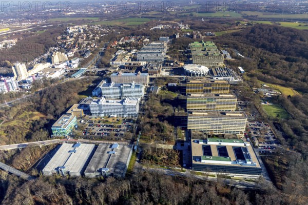 Aerial photo, Ruhr-Universität, Querenburg, Bochum, Ruhr area, North Rhine-Westphalia, Germany, education, educational institution, DE, Europe, aerial photograph, aerial photography, aerial photography, RUB, Ruhr-Universität Bochum, overview, university, bird's-eye view, birds-eyes view, overview