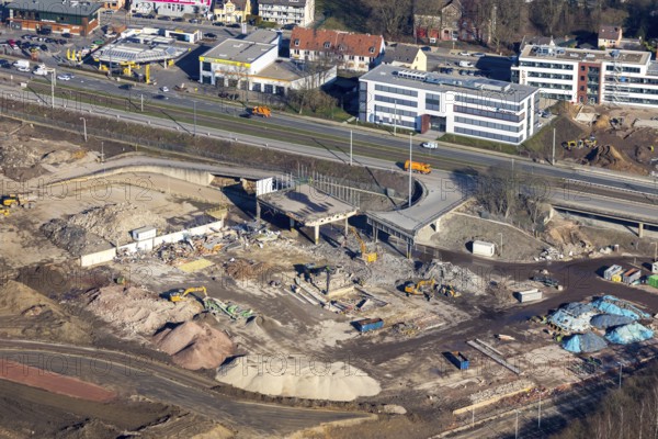 Aerial view, MARK 51Â°7 industrial estate, construction site former Opel site, Laer, Bochum, Ruhr area, North Rhine-Westphalia, Germany, expansion areas, construction, construction area, construction site, construction project, construction site, DEU, earthworks, renewal, development, Europe, Mark 51/7 industrial estate, capacity requirements, aerial view, aerial photography, aerial photography, Opel site, overview, bird's eye view, growth, becoming and growing, birds-eyes view, former Opel site, overview