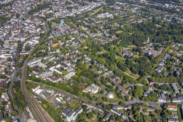Aerial view, south inner city, zoo, municipal park Bochum overview, Bochum, Ruhr area, North Rhine-Westphalia, Germany, DE, Europe, birds-eyes view, aerial photography, aerial photography, overview, bird's eye view, urban planning, reconstruction measures, construction site, overplanning