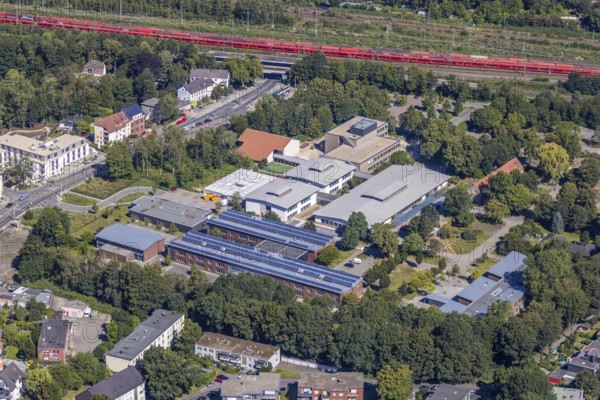 Aerial view, school at Leithenhaus, school at Haus Langendreer, LWL school administration Bochum, Langendreer, Bochum, Ruhr area, North Rhine-Westphalia, Germany, DE, Europe, birds-eyes view, aerial photograph, aerial photography, aerial photography, overview, overview, bird's-eye view, urban planning, reconstruction measures, construction site, overplanning