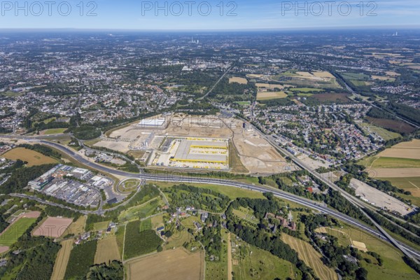 Aerial photo, MARK 51°7, new building Zess, Nordhausen-Ring and motorway A448, Laer, Bochum, Ruhr area, North Rhine-Westphalia, Germany, DE, Europe, birds-eyes view, aerial photo, aerial photography, aerial photography, overview, overview, bird's eye view, urban planning, reconstruction measures, construction site, overplanning
