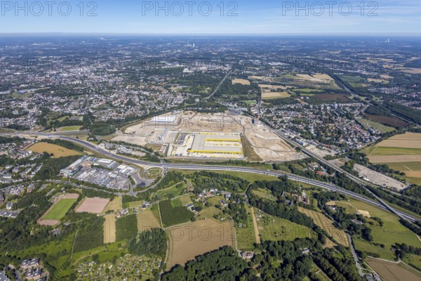 Aerial photo, MARK 51°7, new building Zess, Nordhausen-Ring and motorway A448, Laer, Bochum, Ruhr area, North Rhine-Westphalia, Germany, DE, Europe, birds-eyes view, aerial photo, aerial photography, aerial photography, overview, overview, bird's eye view, urban planning, reconstruction measures, construction site, overplanning