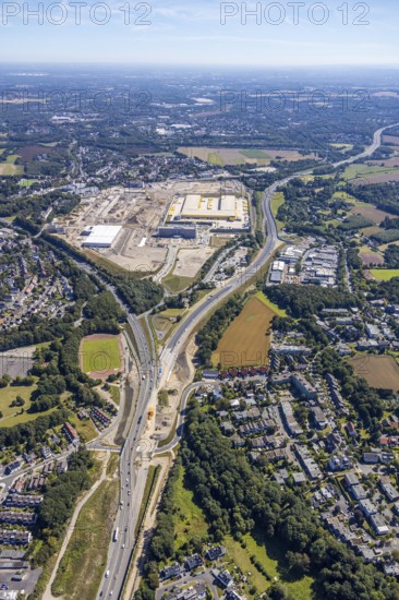 Aerial photo, MARK 51°7, new building Zess, Nordhausen-Ring and motorway A448, Laer, Bochum, Ruhr area, North Rhine-Westphalia, Germany, DE, Europe, birds-eyes view, aerial photo, aerial photography, aerial photography, overview, overview, bird's eye view, urban planning, reconstruction measures, construction site, overplanning