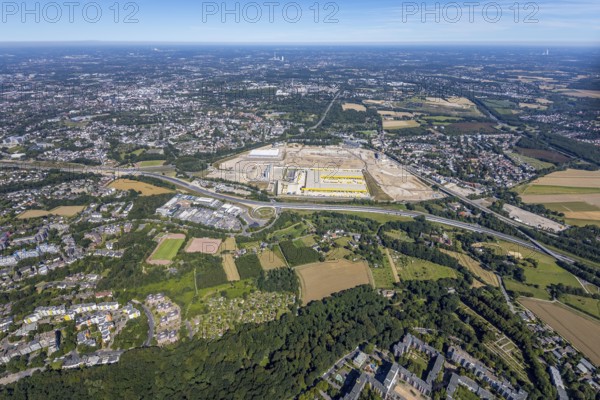 Aerial photo, MARK 51°7, new building Zess, Nordhausen-Ring and motorway A448, Laer, Bochum, Ruhr area, North Rhine-Westphalia, Germany, DE, Europe, birds-eyes view, aerial photo, aerial photography, aerial photography, overview, overview, bird's eye view, urban planning, reconstruction measures, construction site, overplanning