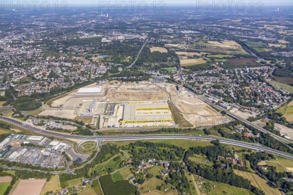 Aerial photo, MARK 51°7, new building Zess, Nordhausen-Ring and motorway A448, Laer, Bochum, Ruhr area, North Rhine-Westphalia, Germany, DE, Europe, birds-eyes view, aerial photo, aerial photography, aerial photography, overview, overview, bird's eye view, urban planning, reconstruction measures, construction site, overplanning