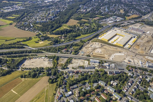 Aerial photo, MARK 51°7, Alte Wittener Straße new building Office MARK 51°7, 1st and 2nd construction phase, new building Zess, Laer, Bochum, Ruhr area, North Rhine-Westphalia, Germany, DE, Europe, bird's-eye view, aerial photo, aerial photography, overview, overview, bird's-eye view, urban planning, reconstruction measures, construction site, overplanning