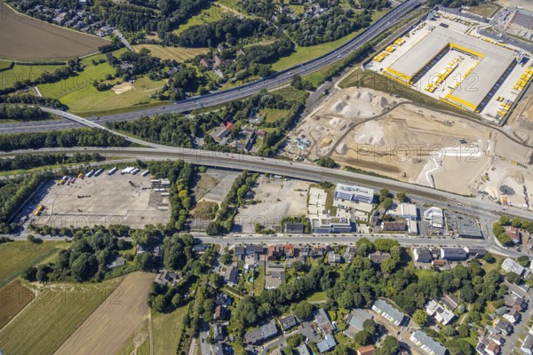 Aerial photo, MARK 51°7, Alte Wittener Straße new building Office MARK 51°7, 1st and 2nd construction phase, new building Zess, Laer, Bochum, Ruhr area, North Rhine-Westphalia, Germany, DE, Europe, bird's-eye view, aerial photo, aerial photography, overview, overview, bird's-eye view, urban planning, reconstruction measures, construction site, overplanning