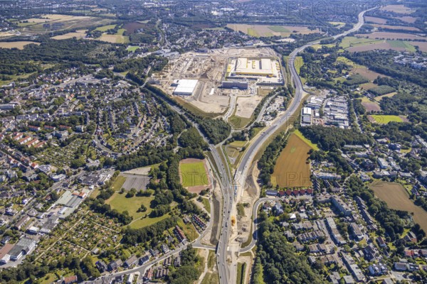 Aerial photo, MARK 51°7, new building Zess, Nordhausen-Ring and motorway A448, Laer, Bochum, Ruhr area, North Rhine-Westphalia, Germany, DE, Europe, birds-eyes view, aerial photo, aerial photography, aerial photography, overview, overview, bird's eye view, urban planning, reconstruction measures, construction site, overplanning