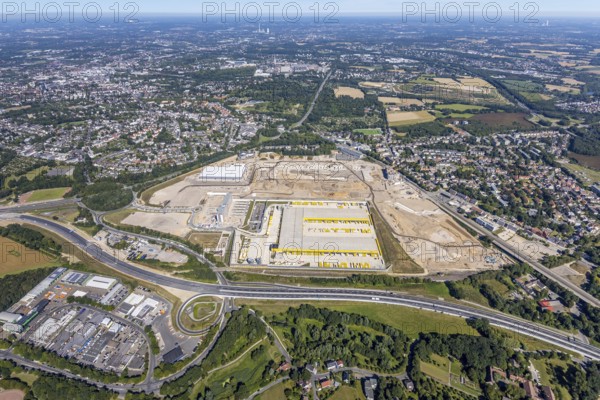 Aerial photo, MARK 51°7, new building Zess, Nordhausen-Ring and motorway A448, Laer, Bochum, Ruhr area, North Rhine-Westphalia, Germany, DE, Europe, birds-eyes view, aerial photo, aerial photography, aerial photography, overview, overview, bird's eye view, urban planning, reconstruction measures, construction site, overplanning