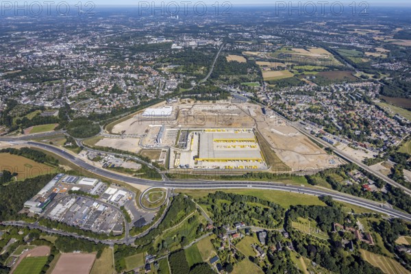 Aerial photo, MARK 51°7, new building Zess, Nordhausen-Ring and motorway A448, Laer, Bochum, Ruhr area, North Rhine-Westphalia, Germany, DE, Europe, birds-eyes view, aerial photo, aerial photography, aerial photography, overview, overview, bird's eye view, urban planning, reconstruction measures, construction site, overplanning