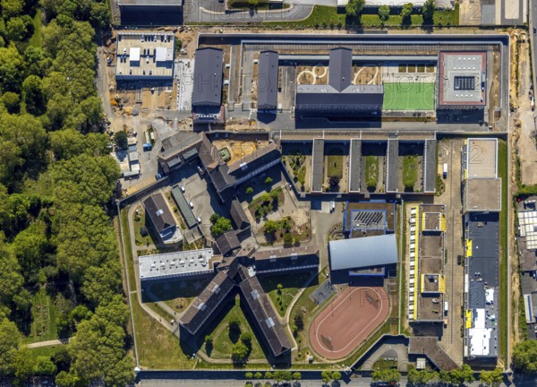 Aerial view, correctional facility Bochum, construction site, Krümmede 3, Bochum, Ruhr area, North Rhine-Westphalia, Germany, arrest, Castroper Straße, DE, imprisonment, custodial sentence, prison, detention centre, prison sentence, correctional facility, Krümmede, aerial photograph, aerial photography, custody, bird's-eye view, overview, overview