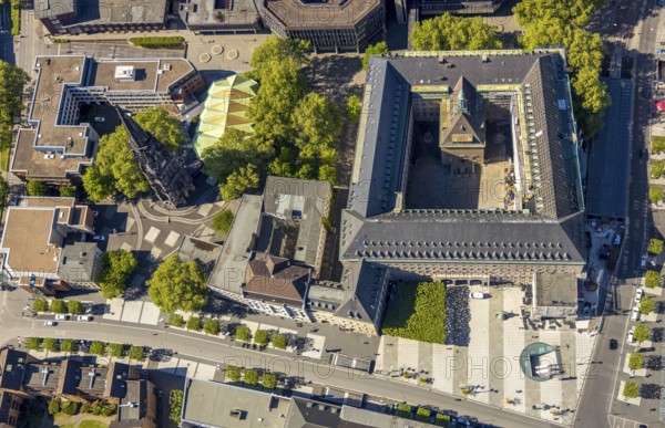 Aerial view, renovation of Bochum town hall with carillon, Willy-Brandt-Platz, Christus Kirche, Bochum, Ruhr area, North Rhine-Westphalia, Germany, authority, DE, Europe, aerial view, aerial photography, aerial photography, town hall, city administration, overview, administration area, bird's eye view, birds-eyes view, overview