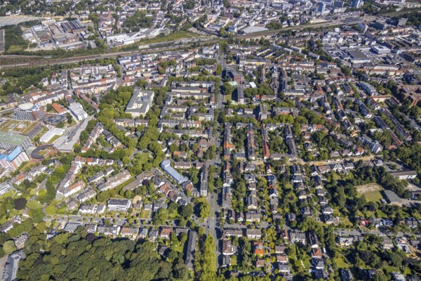 Aerial view, Ehrenfeld, Romanusplatz, Wiemelhausen, Bochum, Ruhr area, North Rhine-Westphalia, Germany, DE, Europe, birds-eyes view, aerial photography, aerial photography, overview, bird's eye view, urban planning, reconstruction measures, construction site, overplanning