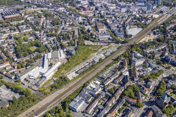 Aerial view, City-Tor Süd, Kruppwerke, Rotunde Bochum, RIFF - Veranstaltungs-GmbH, Bochum, Ruhr area, North Rhine-Westphalia, Germany, DE, Europe, birds-eyes view, aerial photography, aerial photography, overview, overview, bird's eye view, urban planning, reconstruction measures, construction site, overplanning